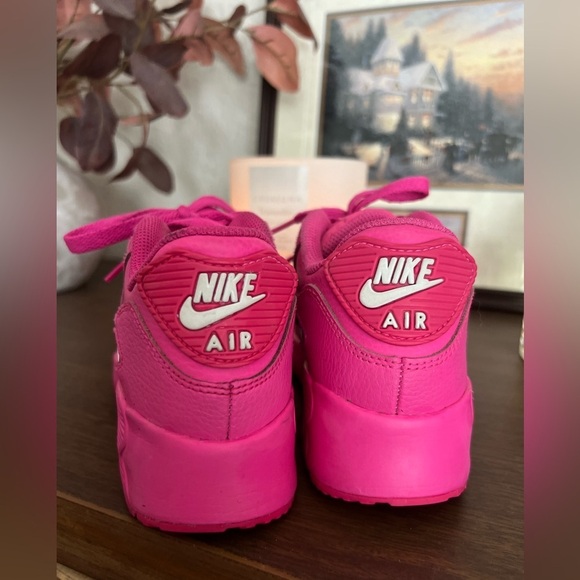 Nike Air Max 90 Leather Laser Fuchsia/Laser Fuchsia 833377-603 size 1Y - Picture 6 of 11